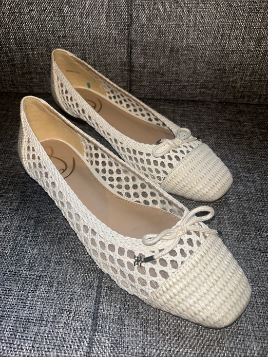 Sam Edelman Shoes - Sam Edelman MAY - Cream Woven Ballet Flats with Bow Accent